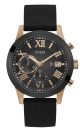 Guess Chronograph Stainless Steel watch with Silicone band in Mens Rose Gold/Brown For Him with a 45MM case diameter and model number U1055G3